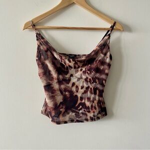 Marciano by GUESS Mesh Leopard Print Camisole Top